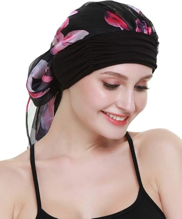 Chimio turban (fleur rose)