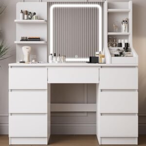 Coiffeuse avec miroir LED